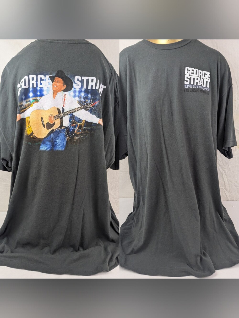 George Strait Men's Grey Tee Live In Concert Las Vegas Short Sleeve Size 3XL